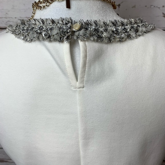 NWOT J. Crew Tweed & Lace Fringe Top - Picture 4 of 7